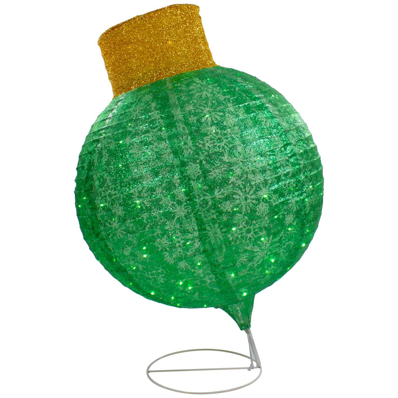 38" Green Outdoor Twinkling LED Tinsel Onion Ornament Decoration